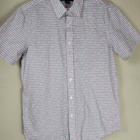 Michael Kors Men's Logo Button Down Shirt Short Sleeve Classic Fit - Picture 5 of 9